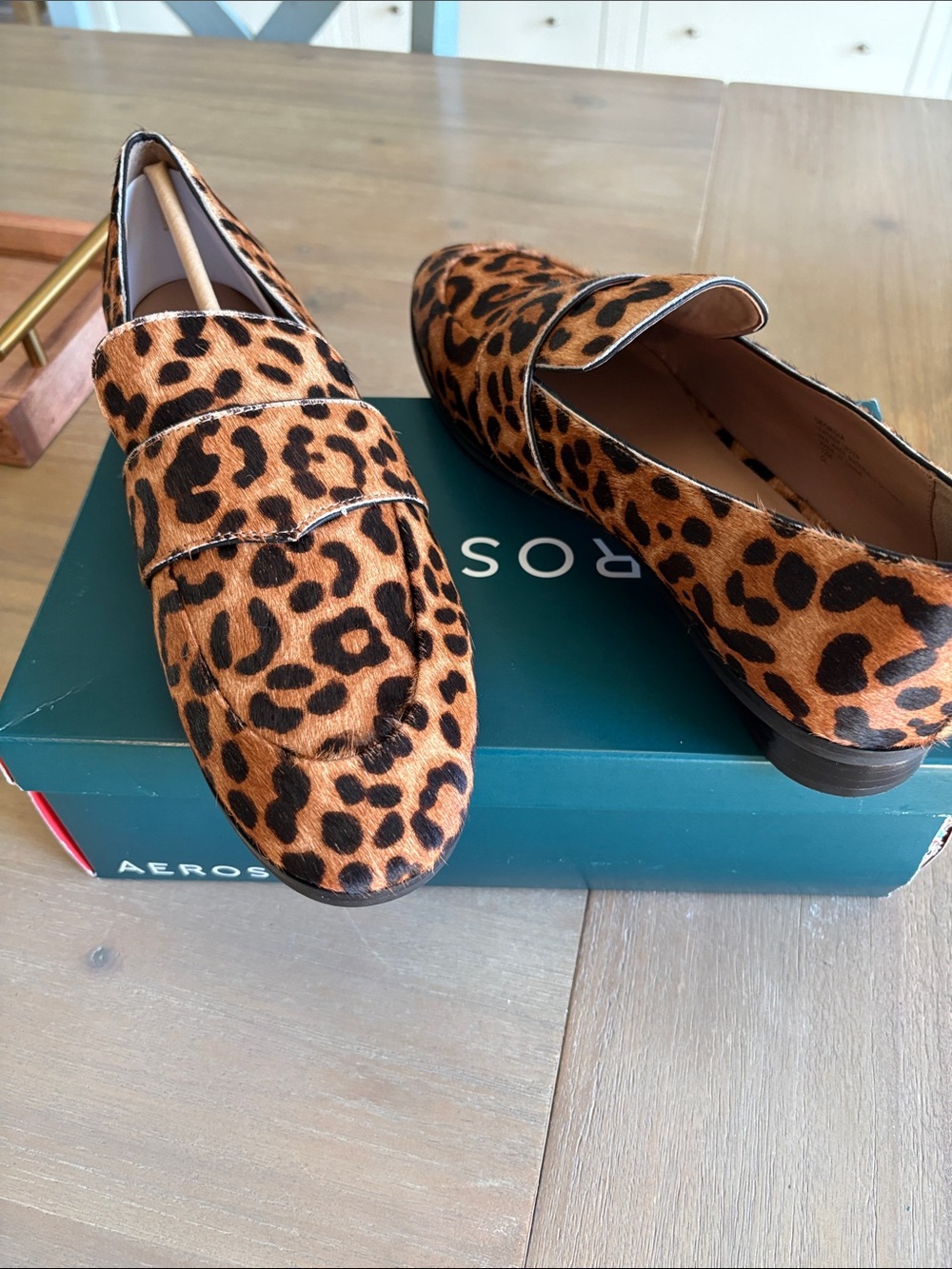 AEROSOLES Leopard-Print Penny Loafers - Brown/Black